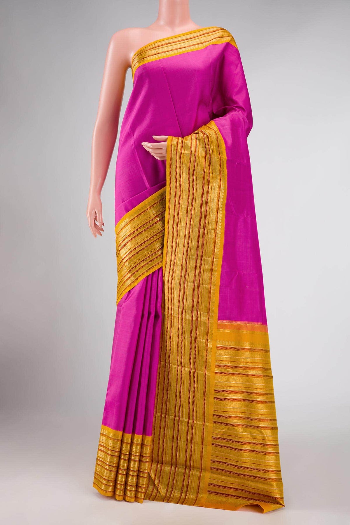 Pure Silk Pure Zari Pink Dual Tone Kanchipuram Saree