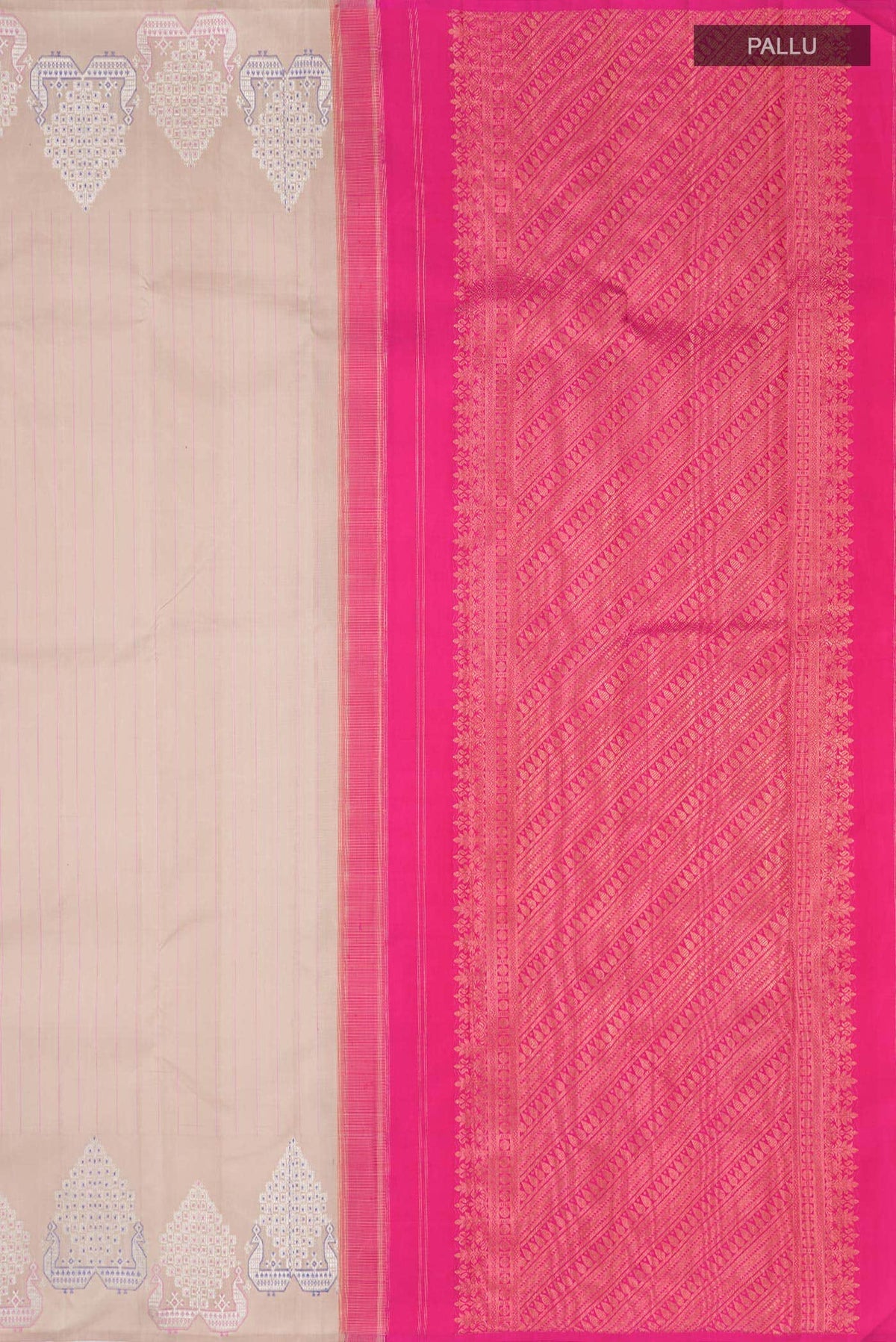 Beige Kanchipuram Silk Saree