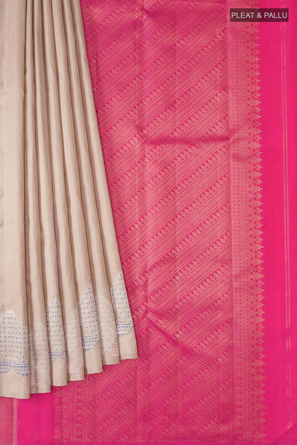 Beige Kanchipuram Silk Saree