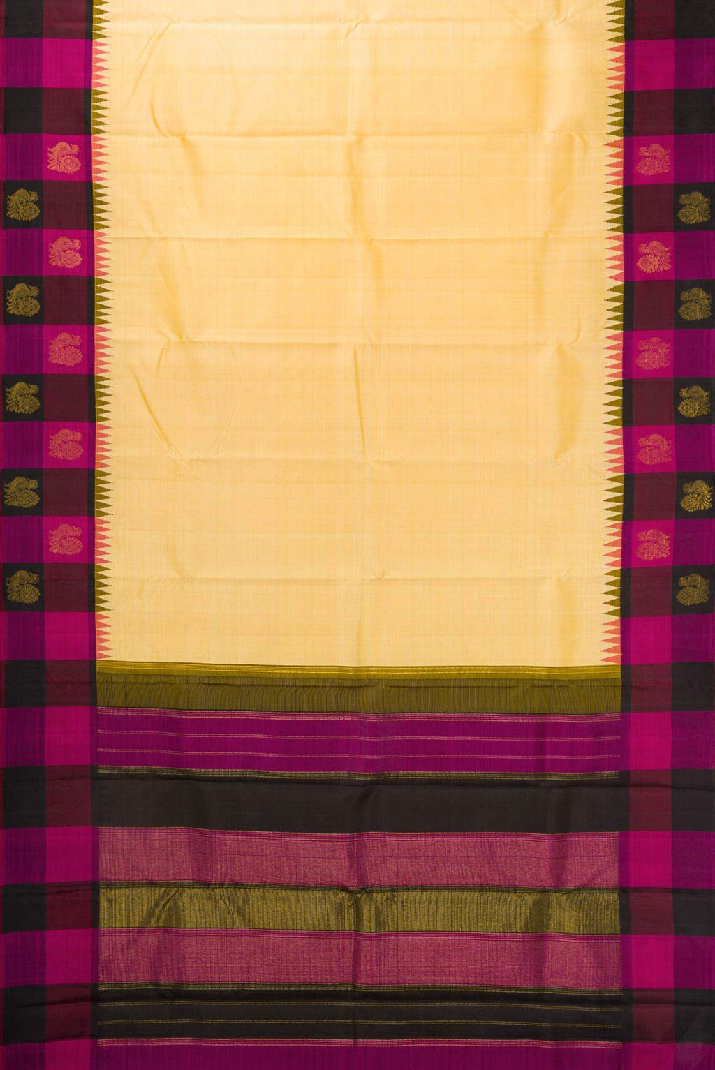 Pure Silk Pure Zari Sandal Dual Tone Kanjivaram Saree