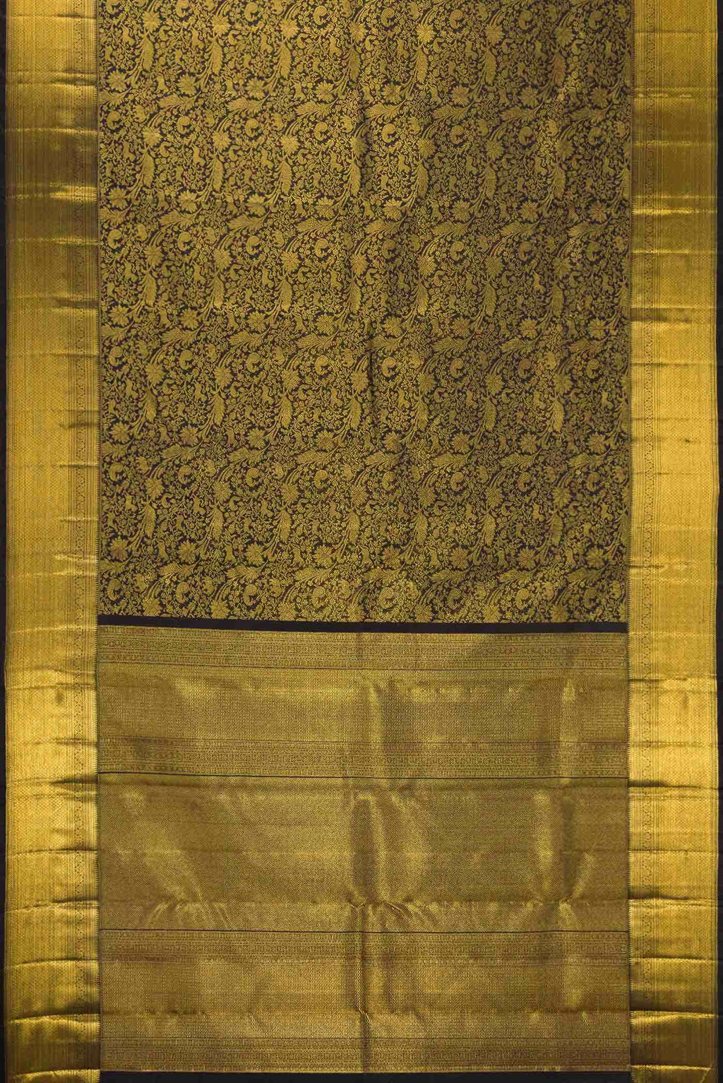 Pure Silk Pure Zari Black Kanjivaram Saree