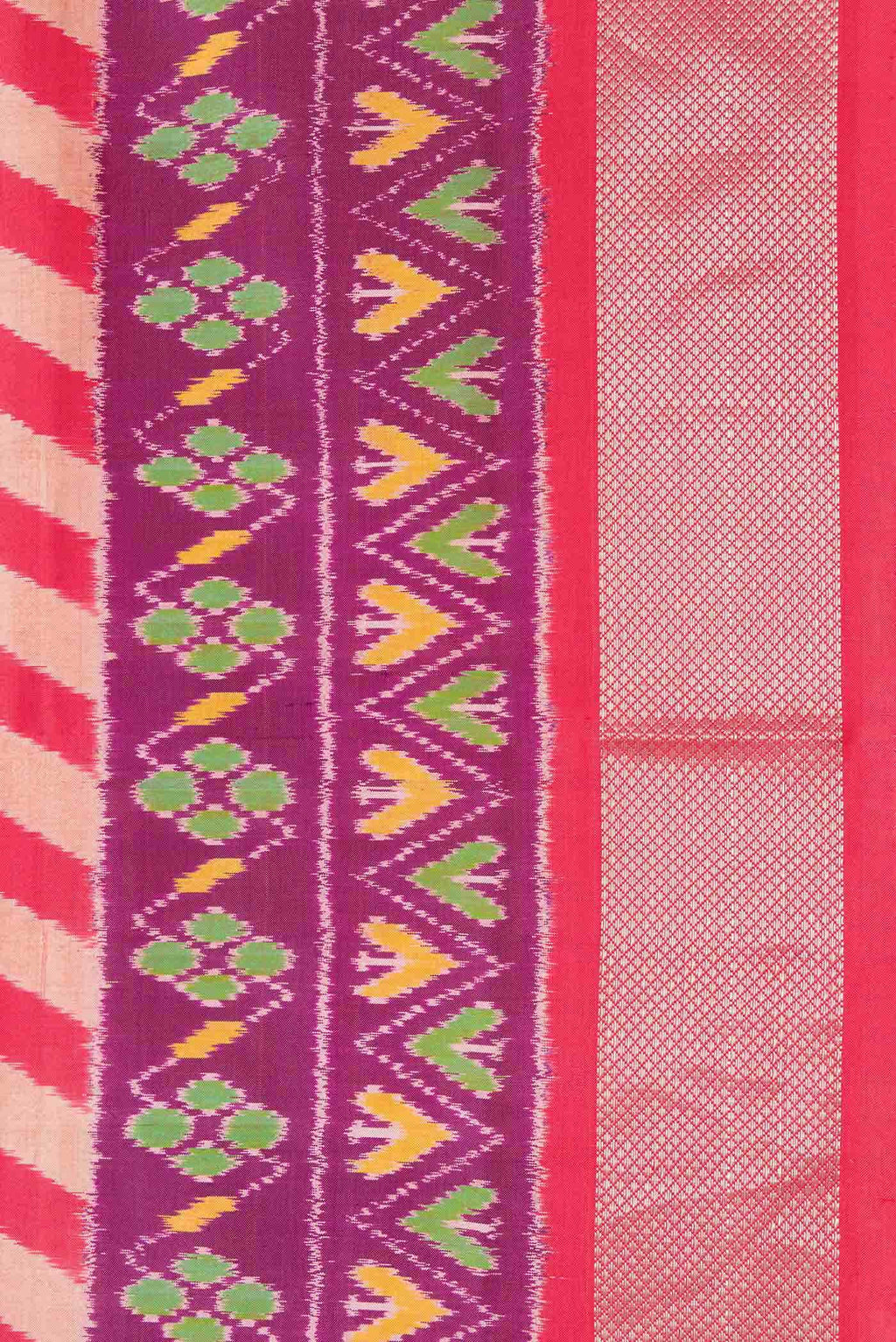 Orange and Beige Dual Tone Double Ikat Saree