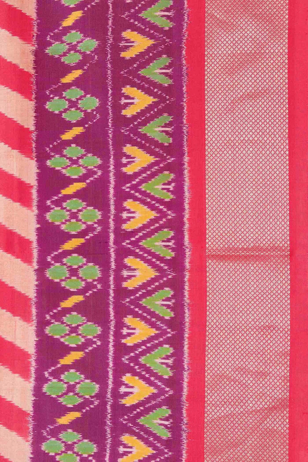 Orange and Beige Dual Tone Double Ikat Saree