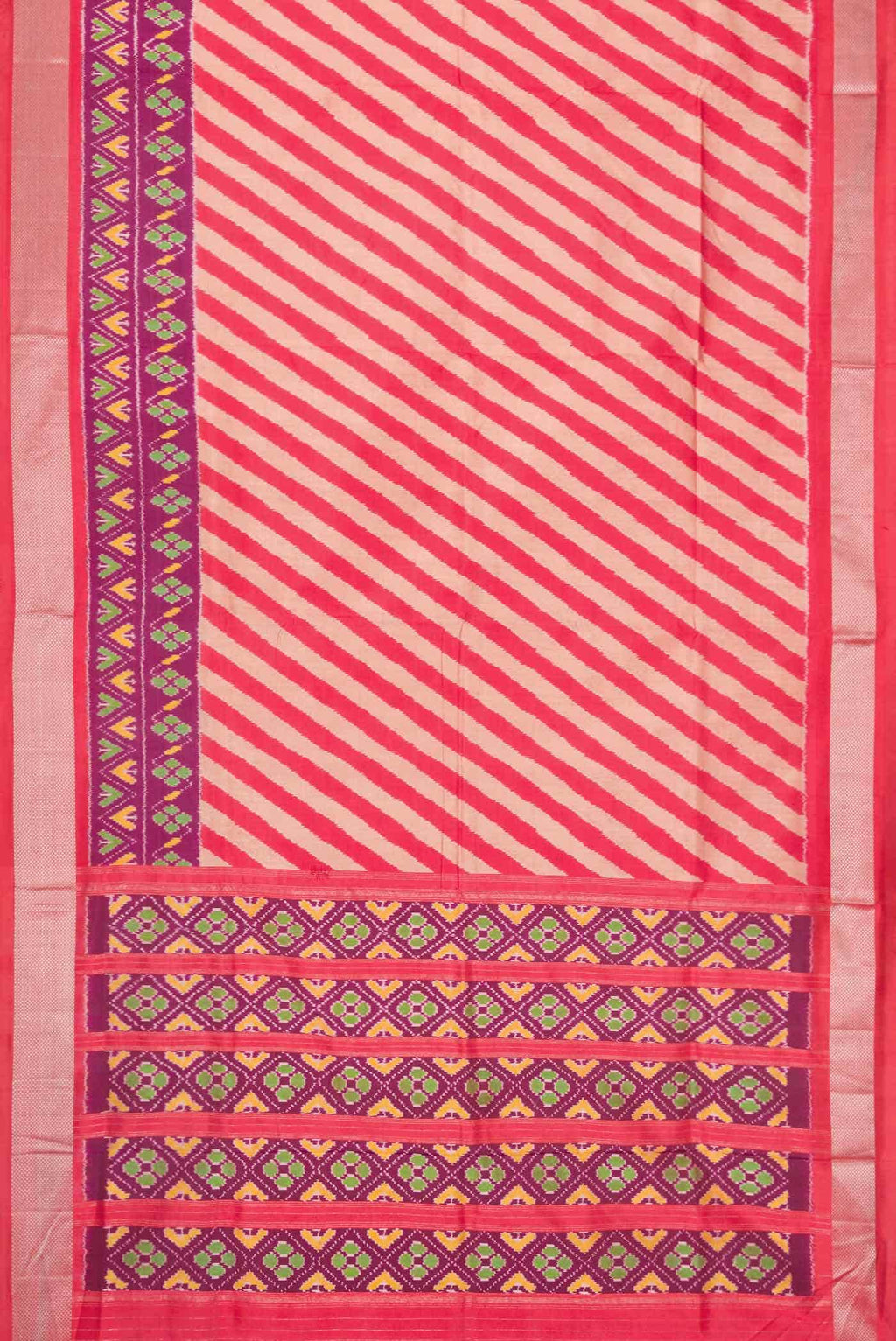 Orange and Beige Dual Tone Double Ikat Saree