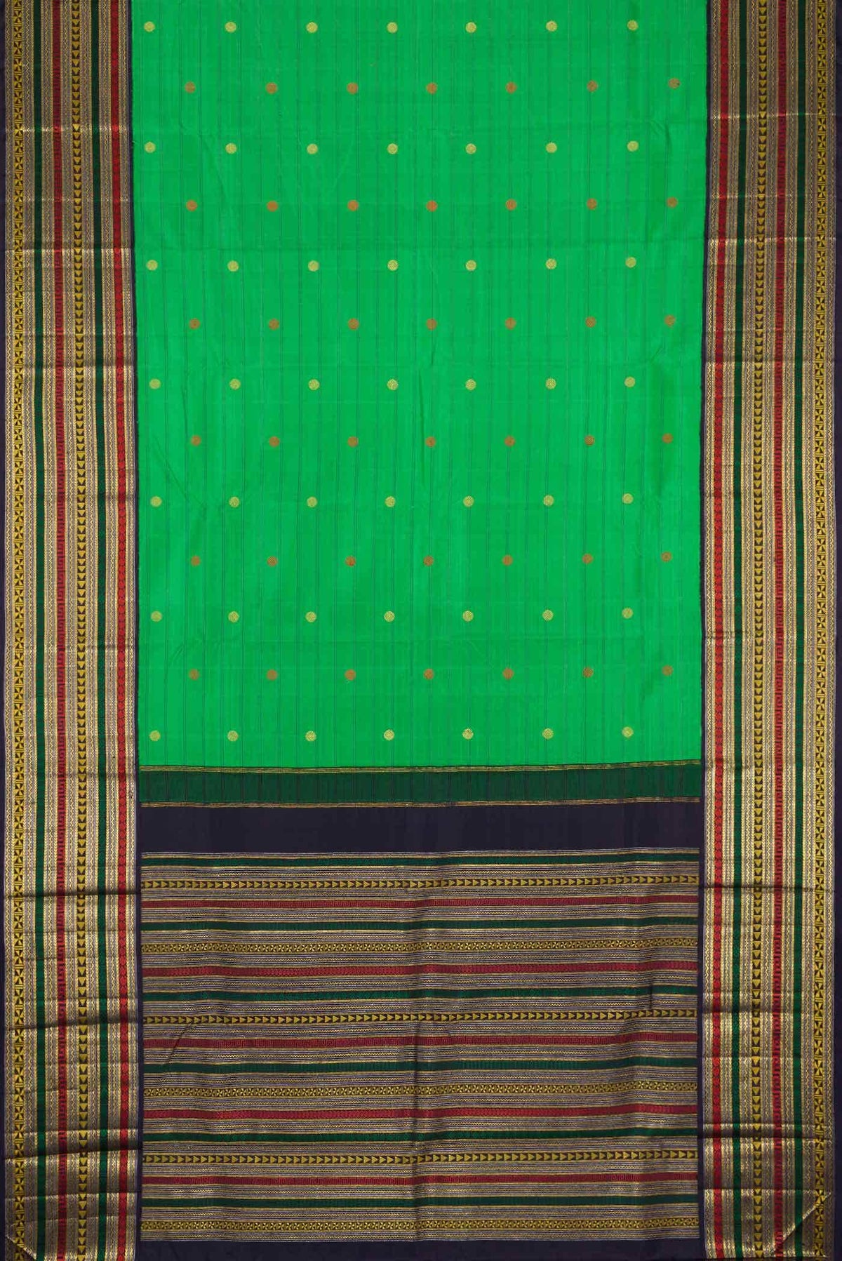 Pure Silk Pure Zari Green Dual Tone Kanchipuram Saree