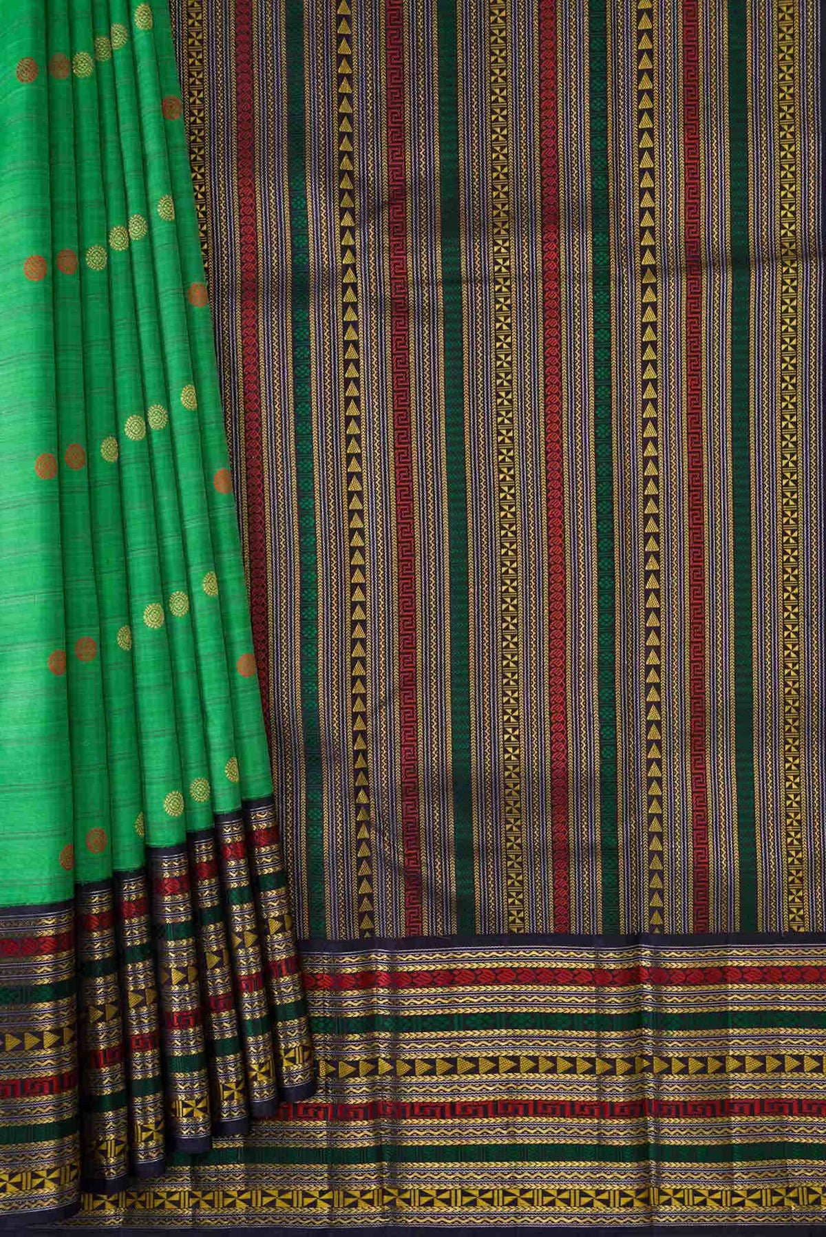 Pure Silk Pure Zari Green Dual Tone Kanchipuram Saree