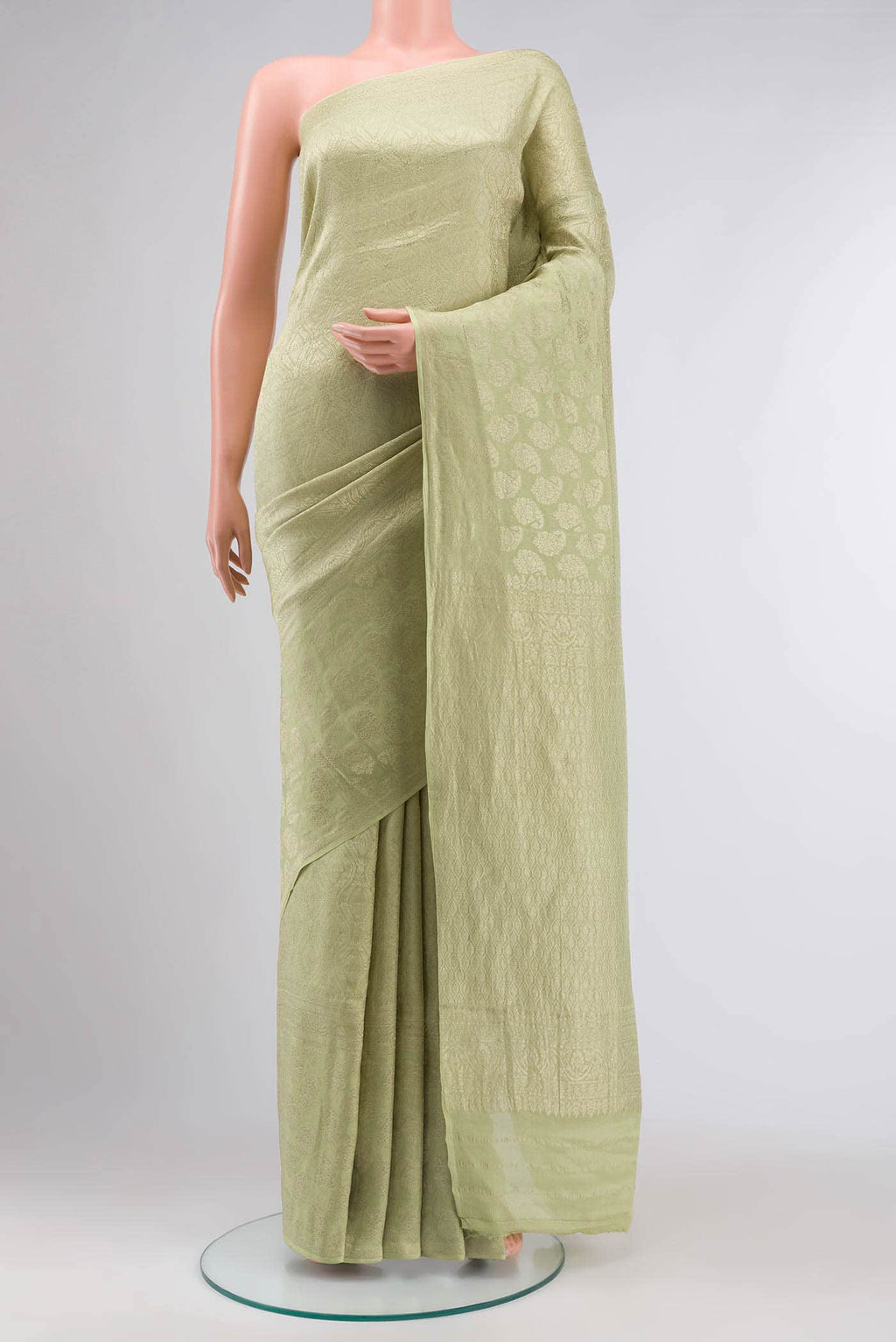 Light Green Mysore Crepe Saree