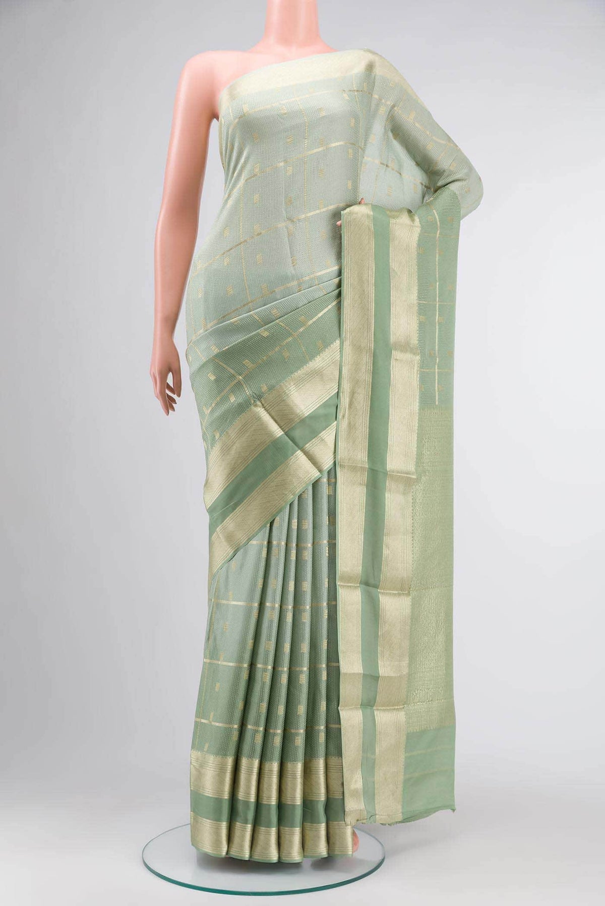 Pista Green Mysore Crepe Saree