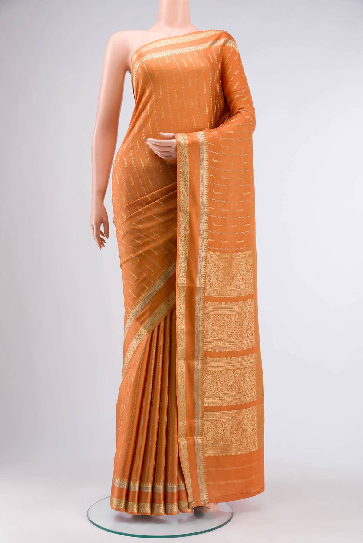 Orange Mysore Crepe Saree