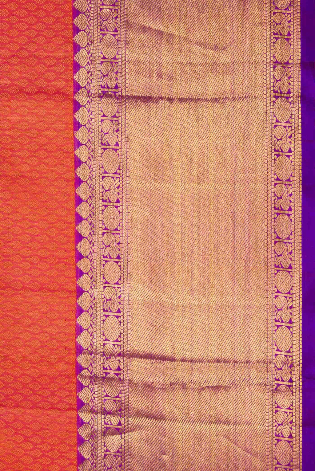 Pure Silk Pure Zari Peach Dual Tone Kanjivaram Saree