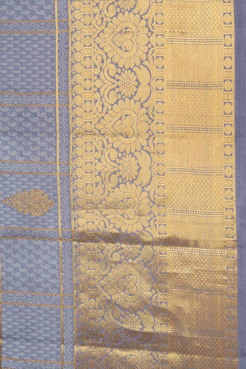 Pure Silk Pure Zari Grey Dual Tone Kanjivaram Saree