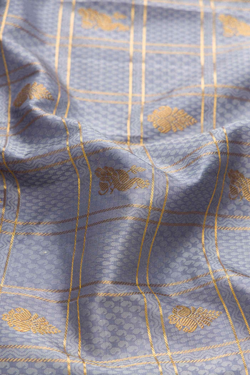 Pure Silk Pure Zari Grey Dual Tone Kanjivaram Saree