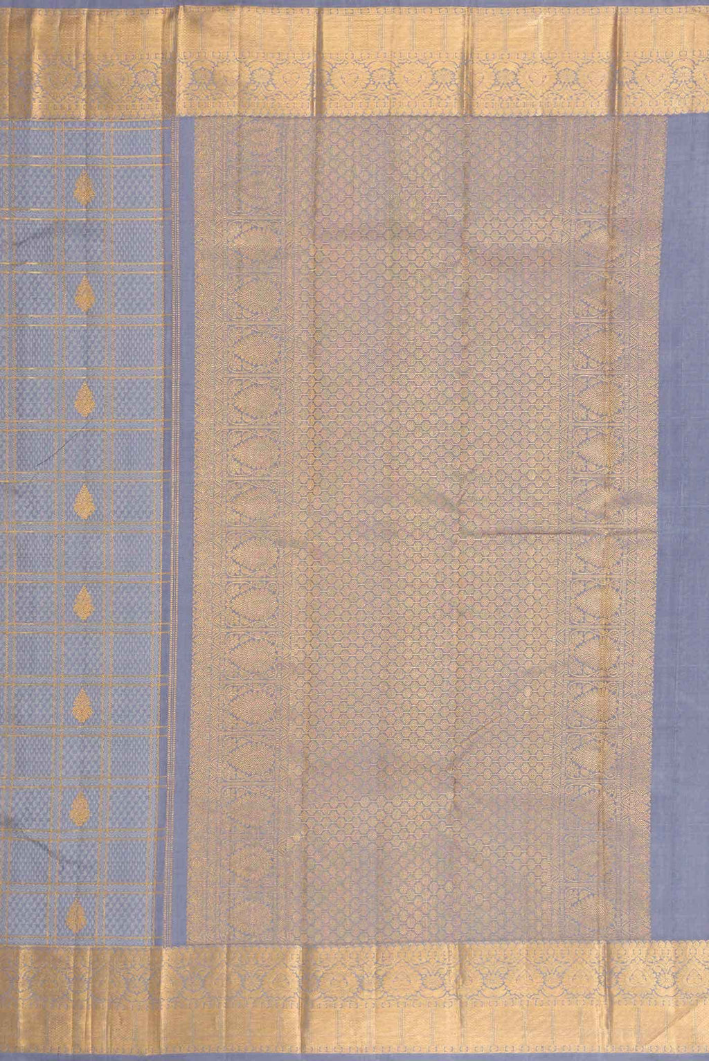 Pure Silk Pure Zari Grey Dual Tone Kanjivaram Saree