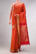 Pure Silk Pure Zari Orange Dual Tone Kanchipuram Saree