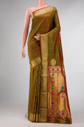Mehandi Green Dual Tone Blended Paithani Silk Saree