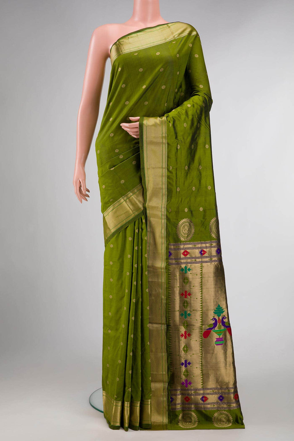 Green Dual Tone Blended Paithani Silk Saree