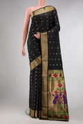 Black Dual Tone Blended Paithani Silk Saree