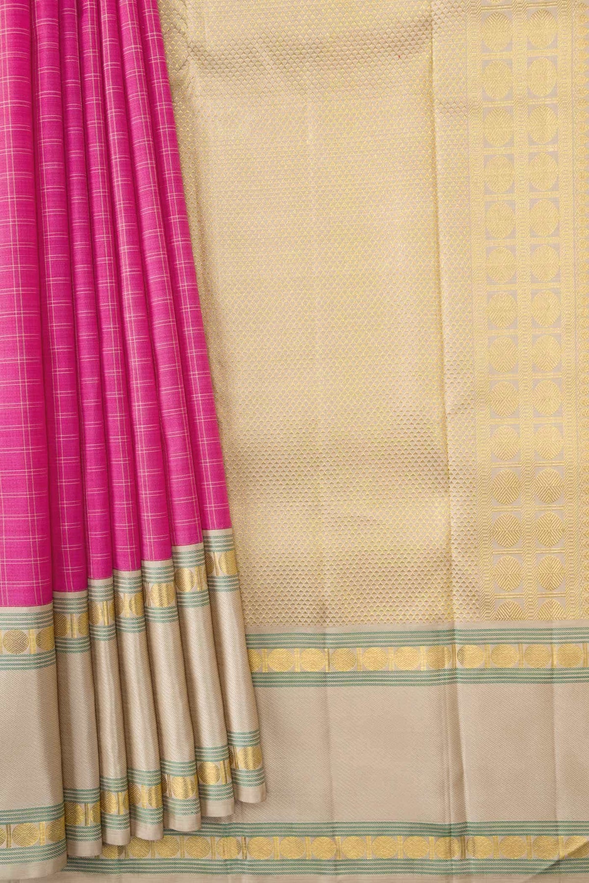 Pure Silk Pure Zari Pink Dual Tone Kanjivaram Saree