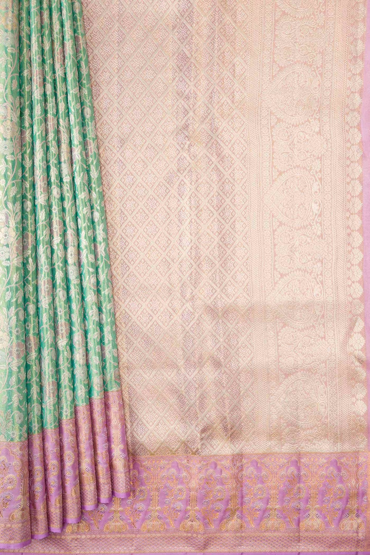 Green Dual Tone Kanchipuram Tissue Silk Saree