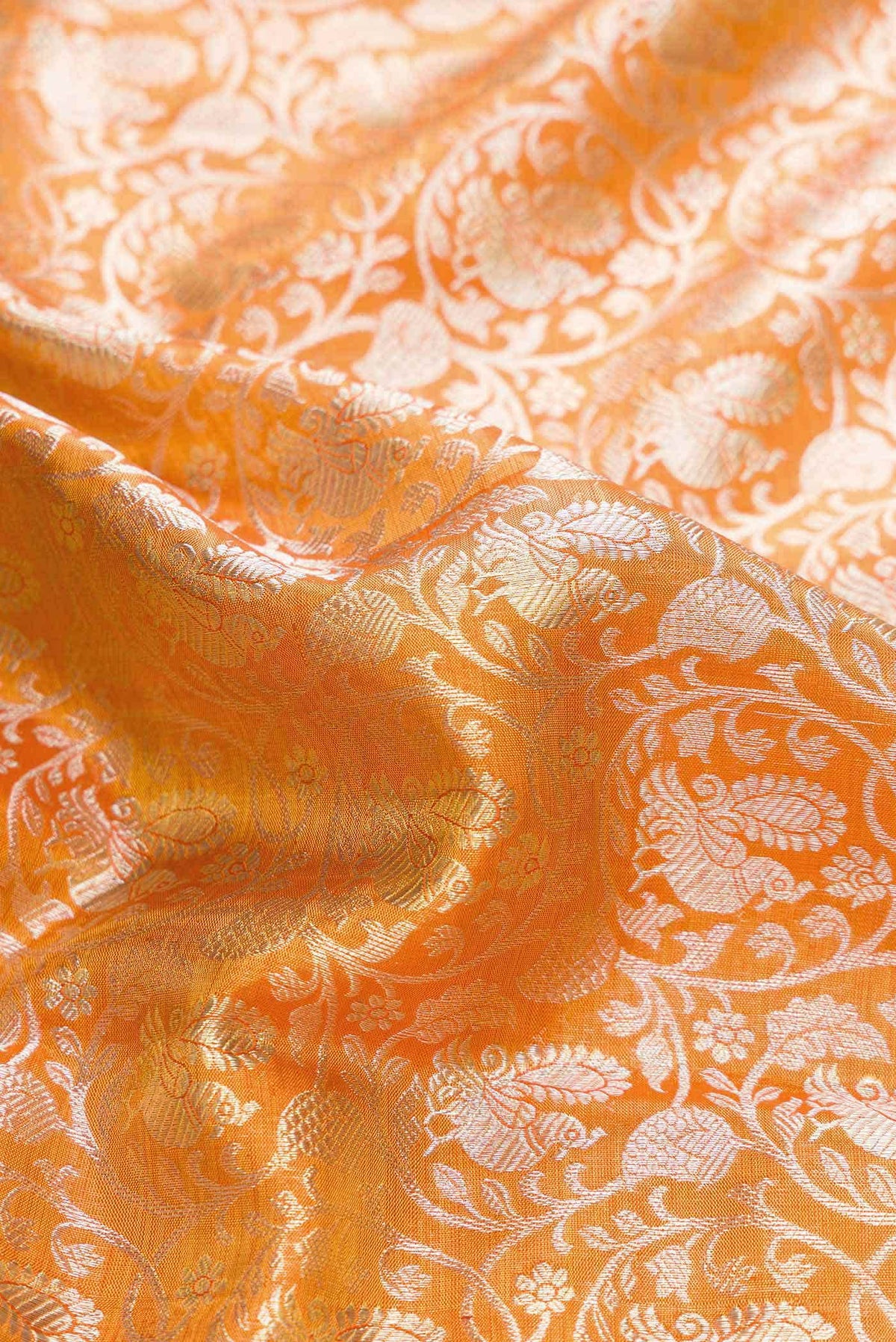 Orange Dual Tone Kanchipuram Tissue Silk Saree