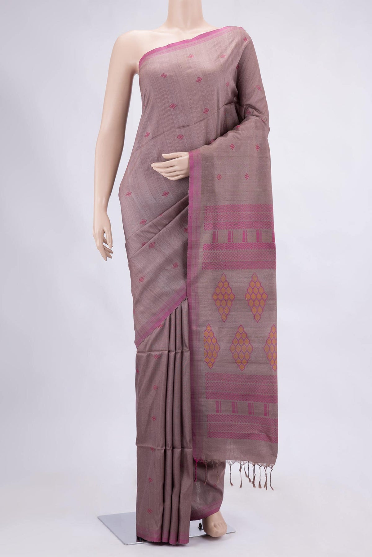 Mauve Tussar Silk Saree
