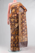 Brown Linen Cotton Saree