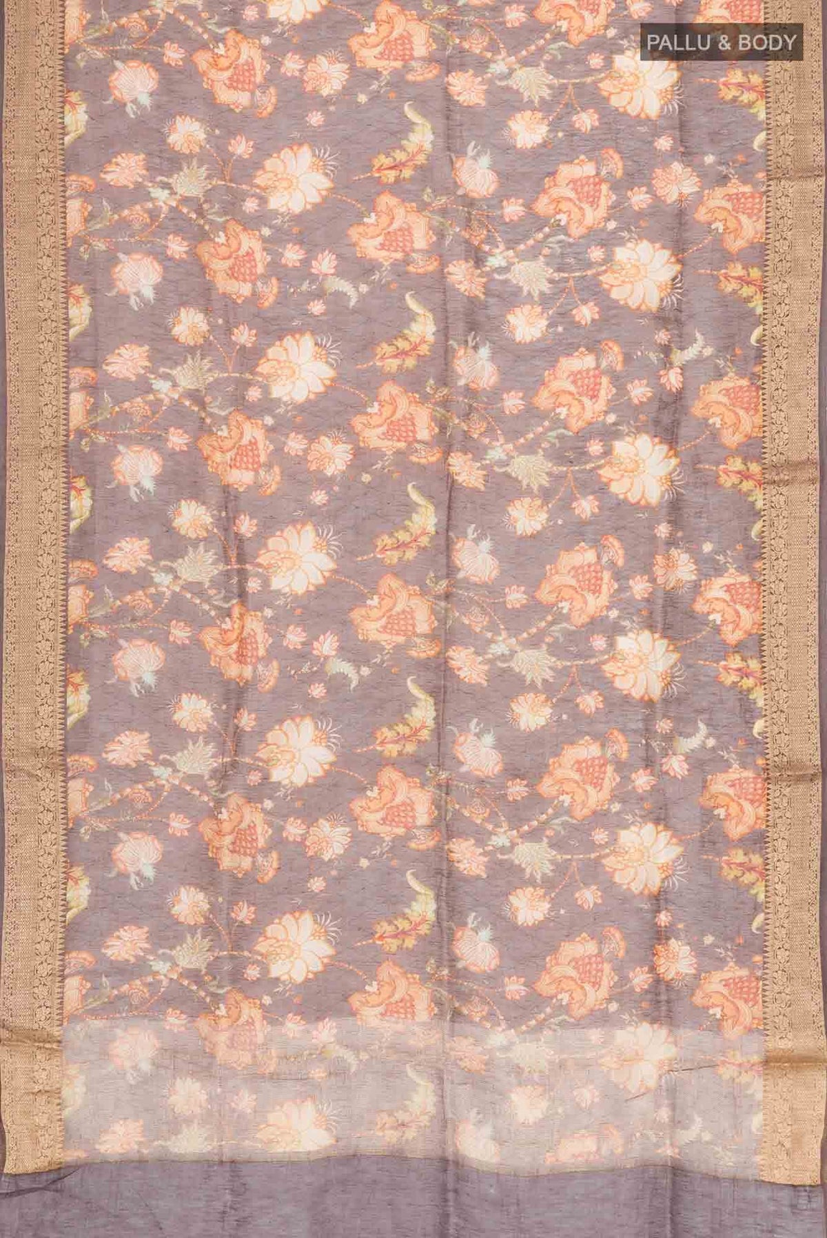 Brown Linen Cotton Saree