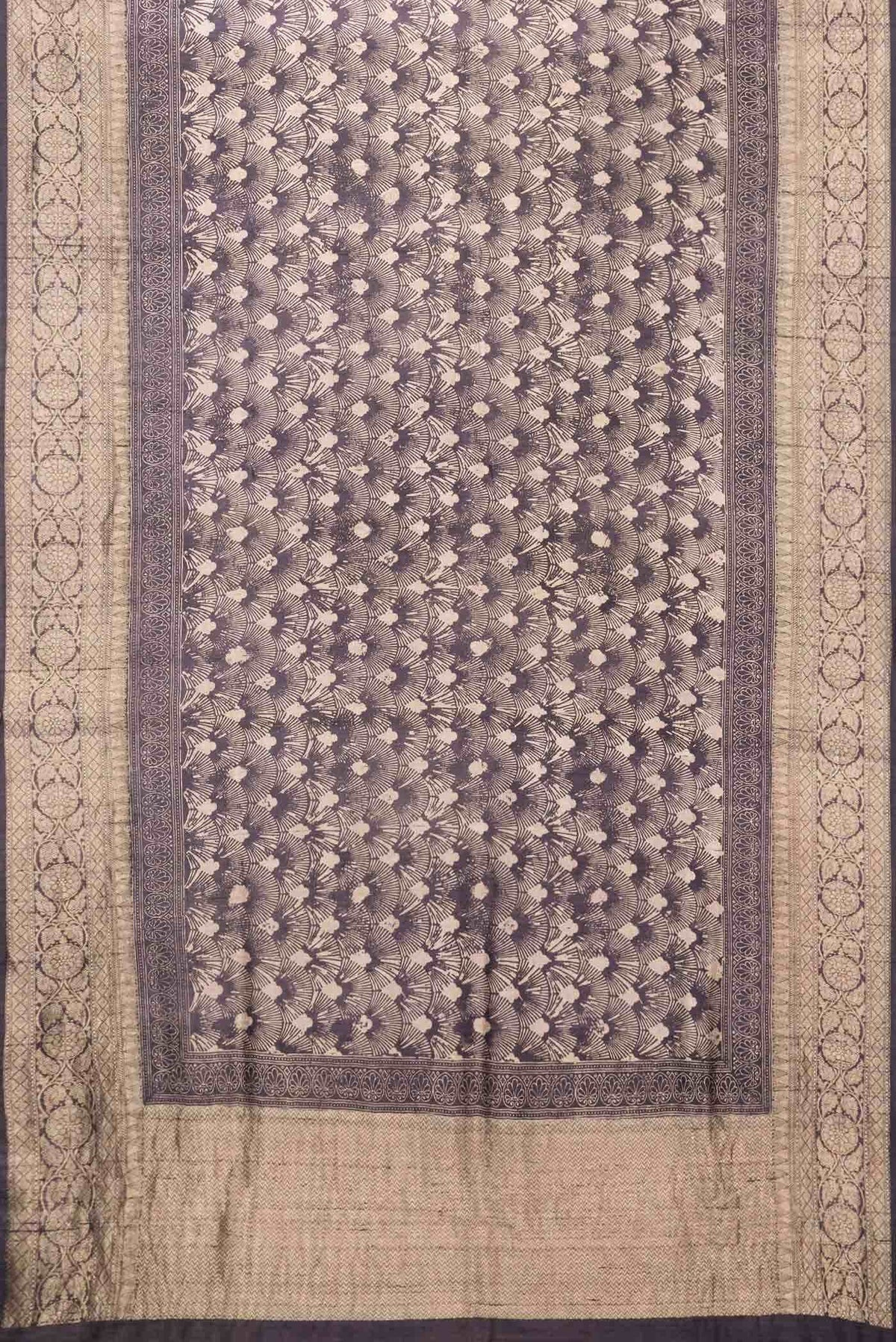 Burgundy Tussar Silk Saree