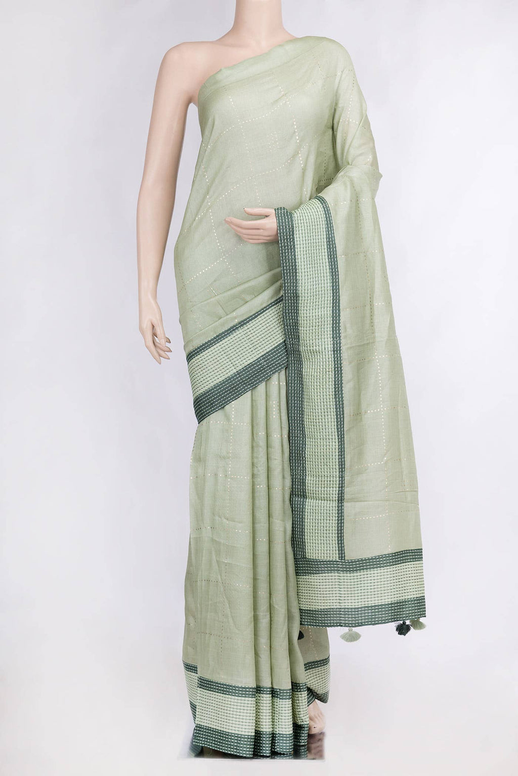 Light Green Dual Tone Tussar Silk Saree