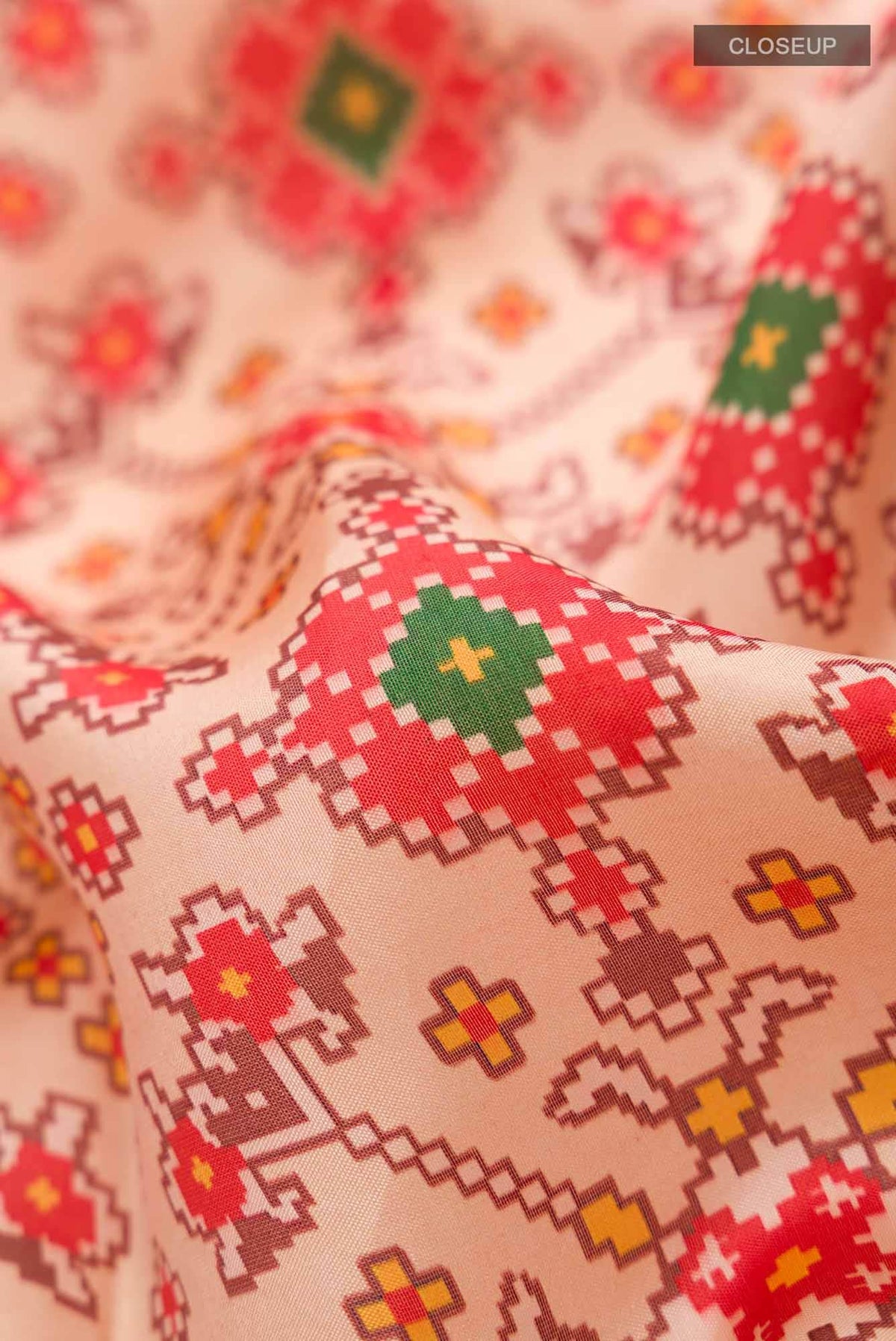 Peach Printed Silk Saree