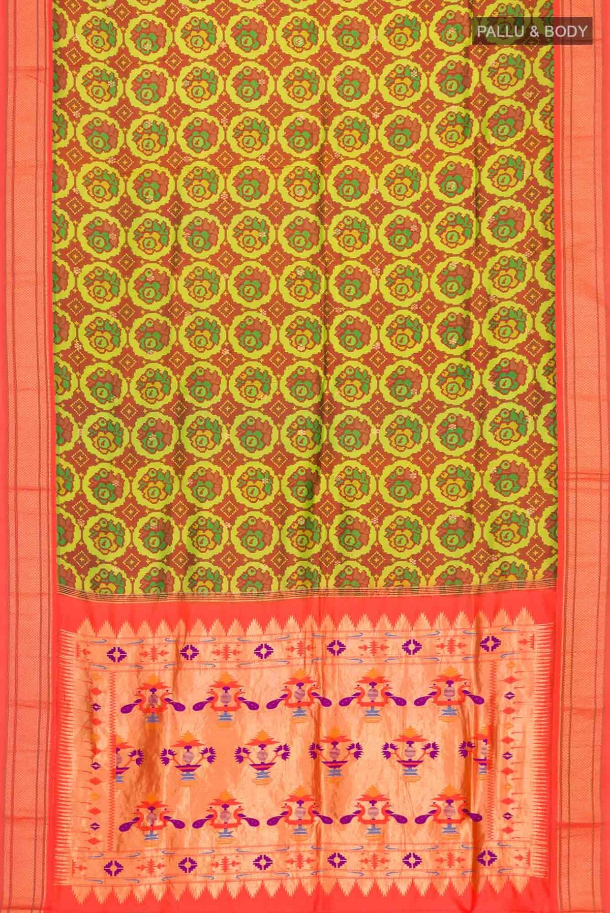 Green Printed Silk Saree