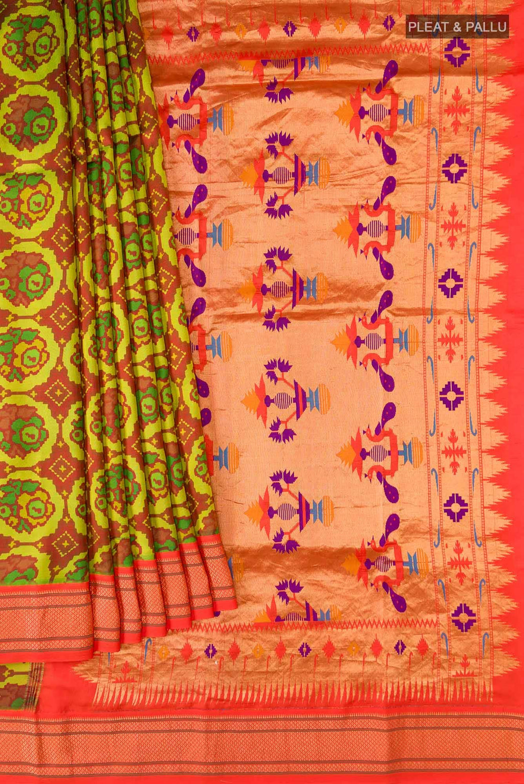 Green Printed Silk Saree