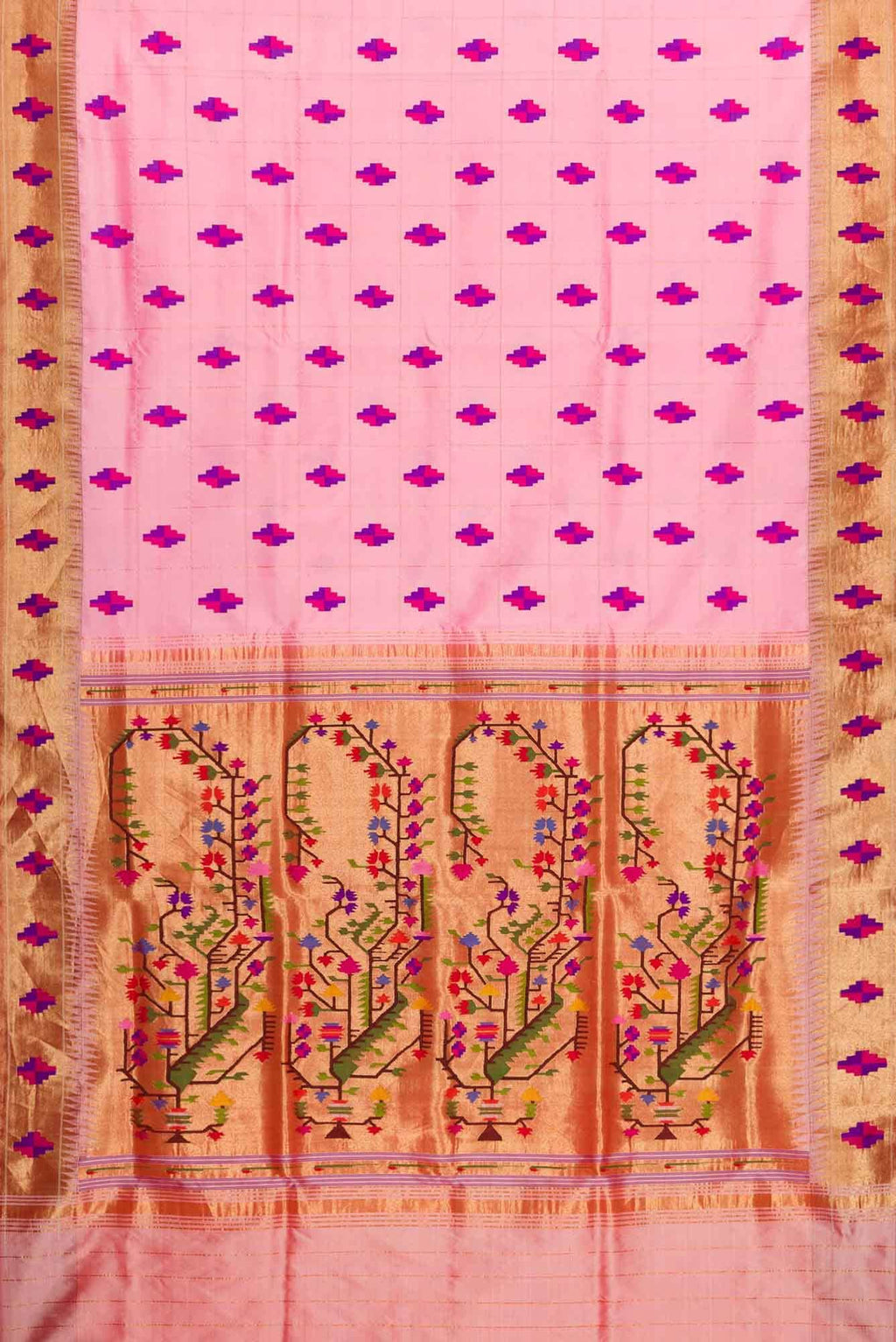 Pure Silk Pure Zari Pink Paithani Saree