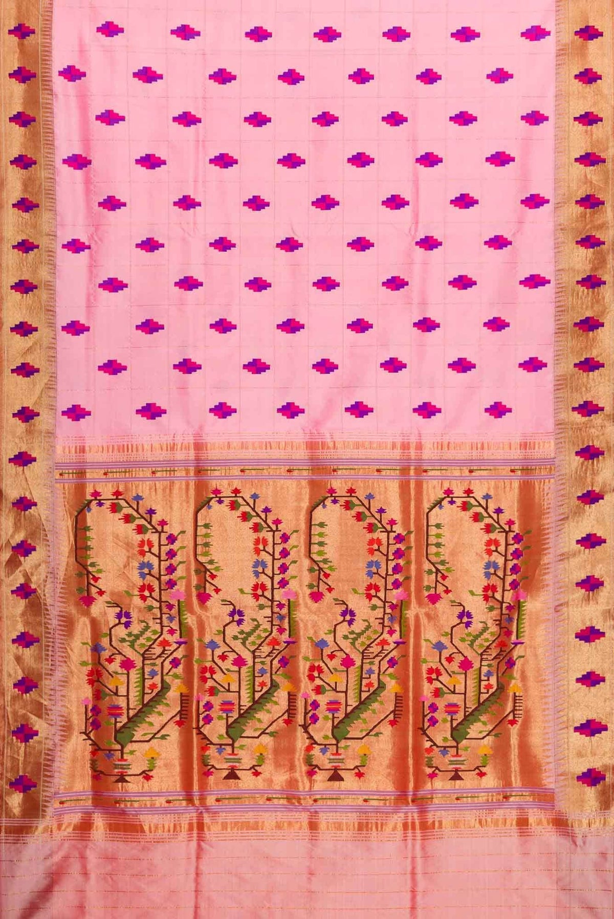 Pure Silk Pure Zari Pink Paithani Saree