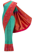 Pure Silk Pure Zari Sea Green Dual Tone Kanjivaram Saree