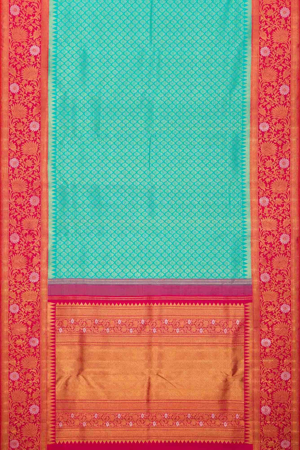 Pure Silk Pure Zari Sea Green Dual Tone Kanjivaram Saree
