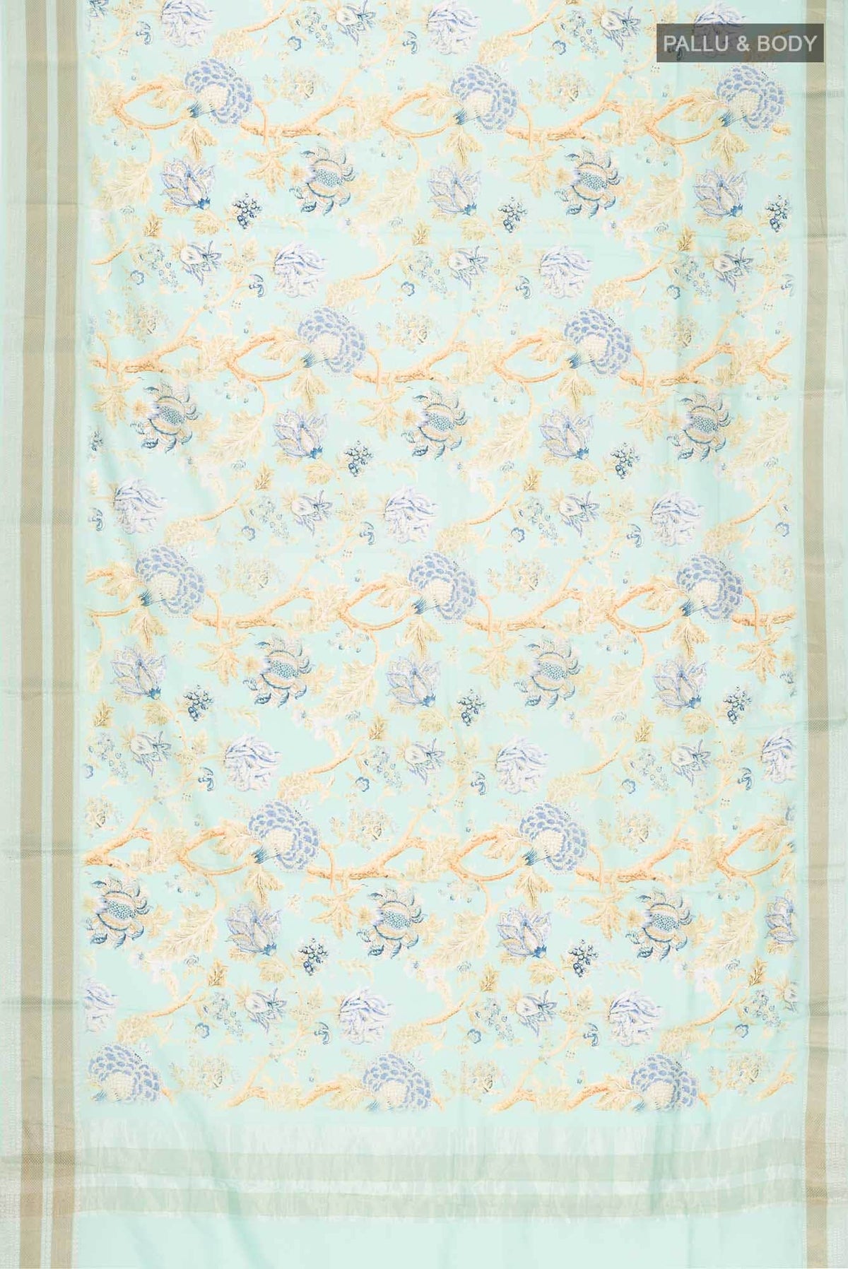 Light Blue Printed Silk Saree