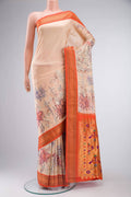 Peach Printed Silk Saree