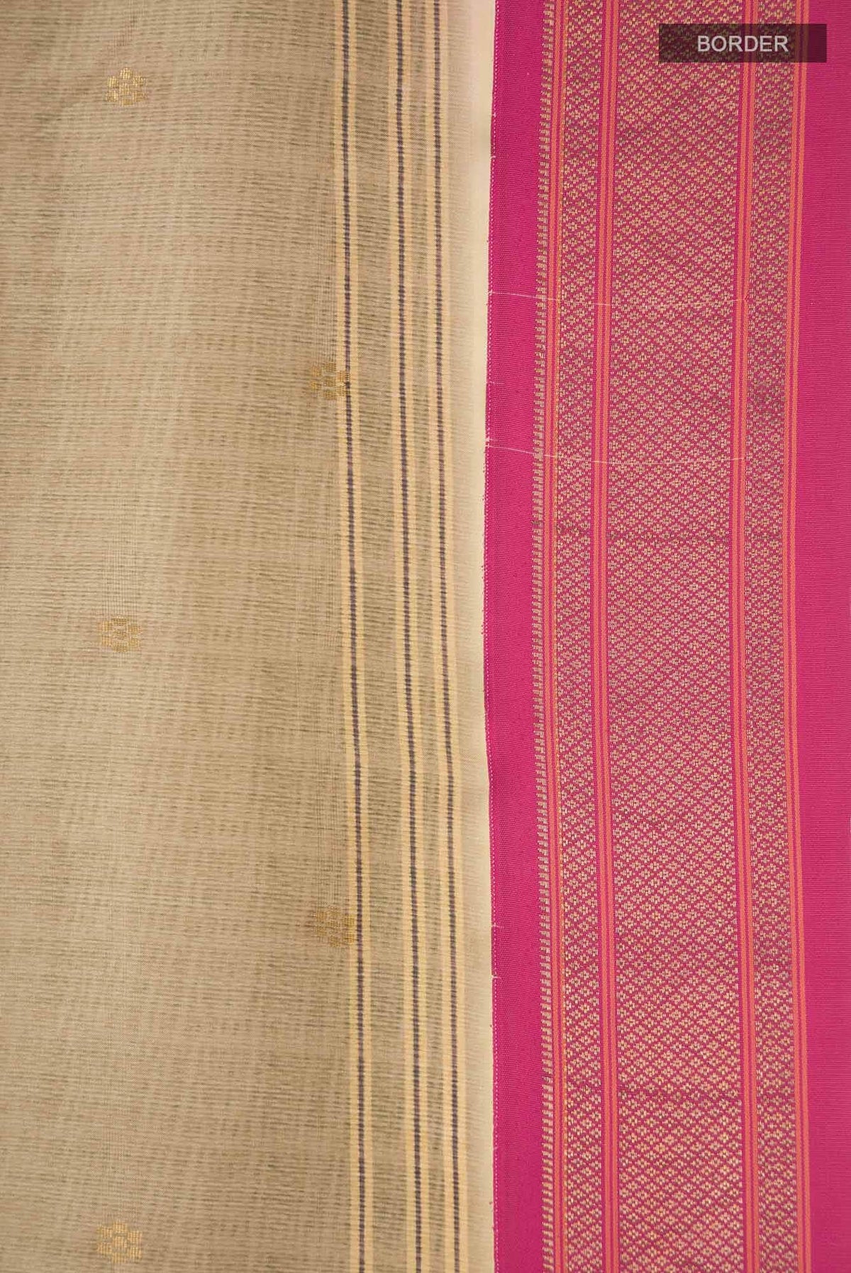 Beige Printed Silk Saree