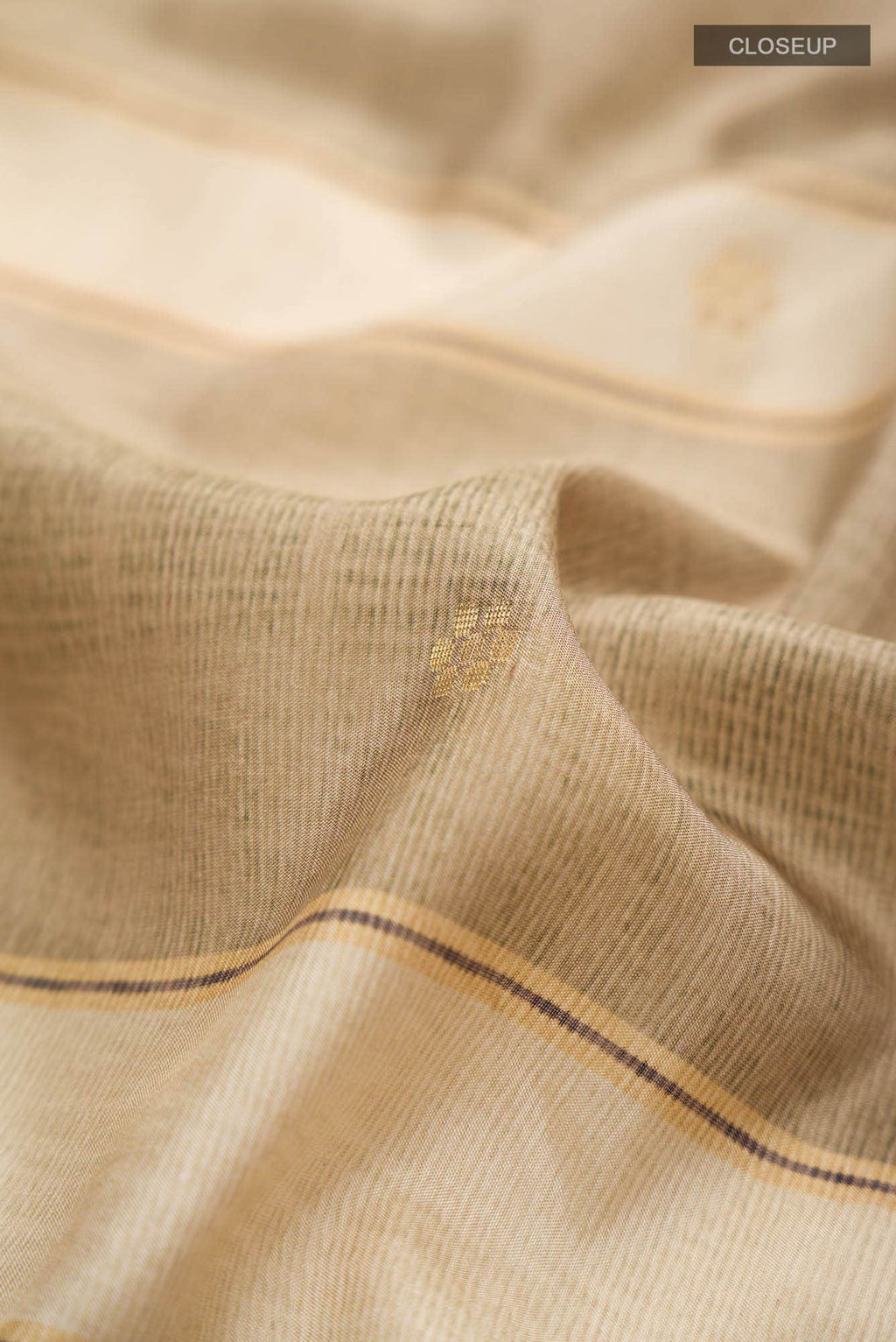Beige Printed Silk Saree