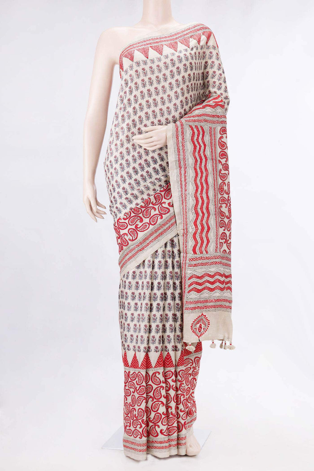 Beige Dual Tone Tussar Silk Saree