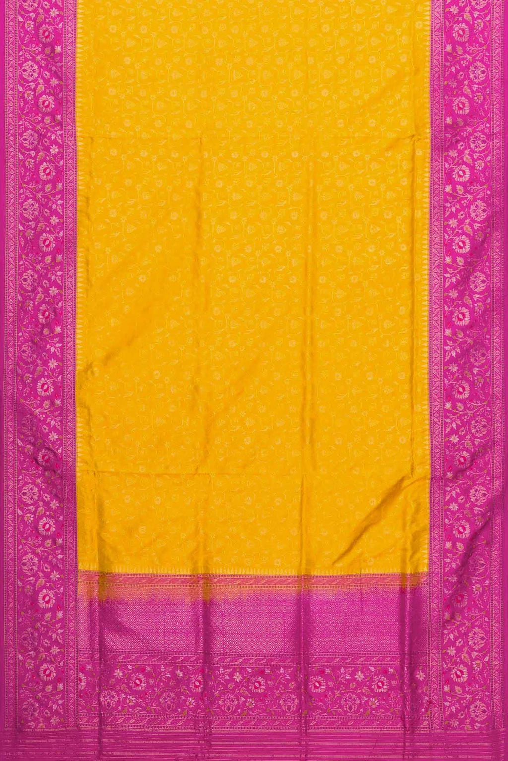 Pure Silk Pure Zari Mustard Dual Tone Banarasi Saree