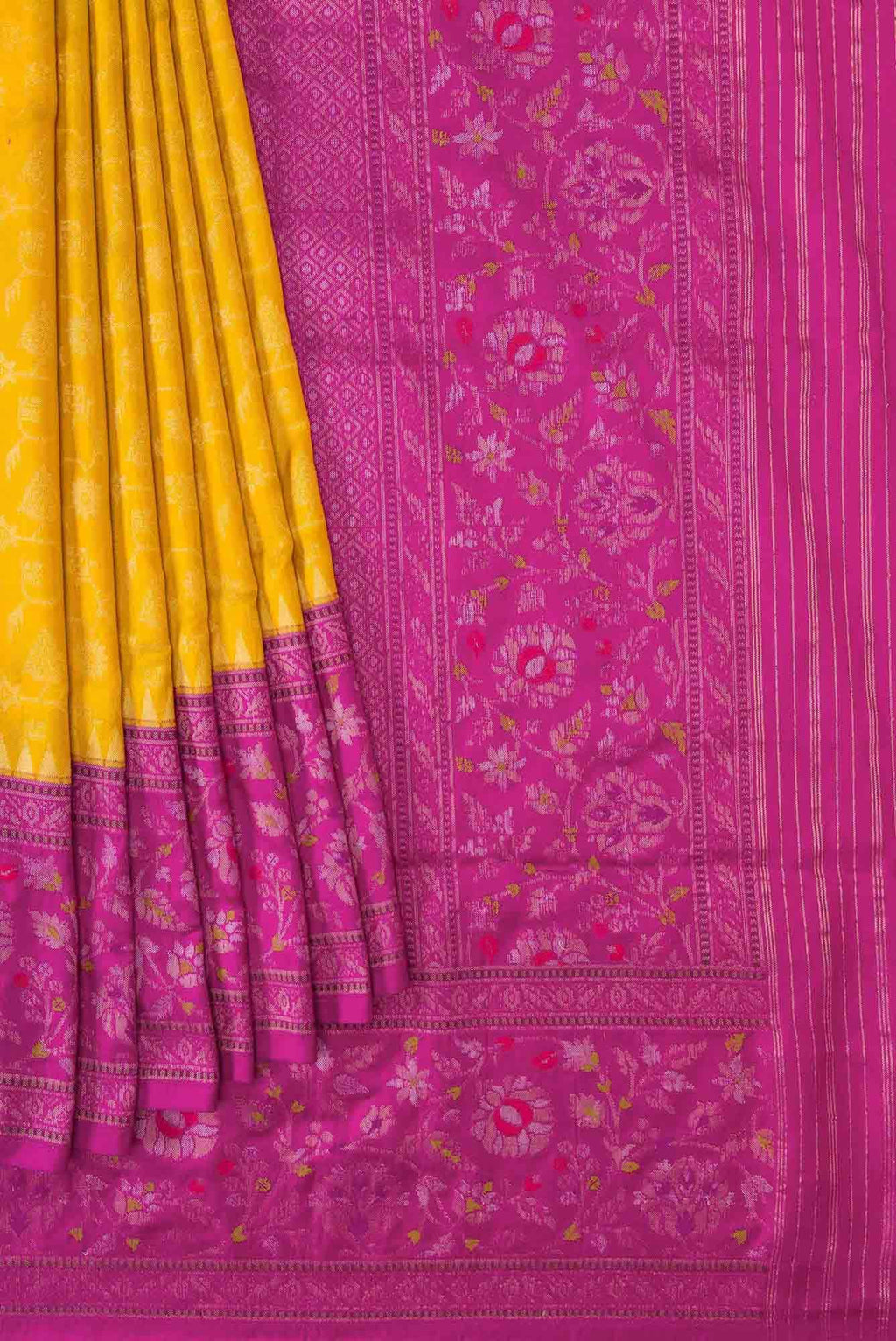 Pure Silk Pure Zari Mustard Dual Tone Banarasi Saree