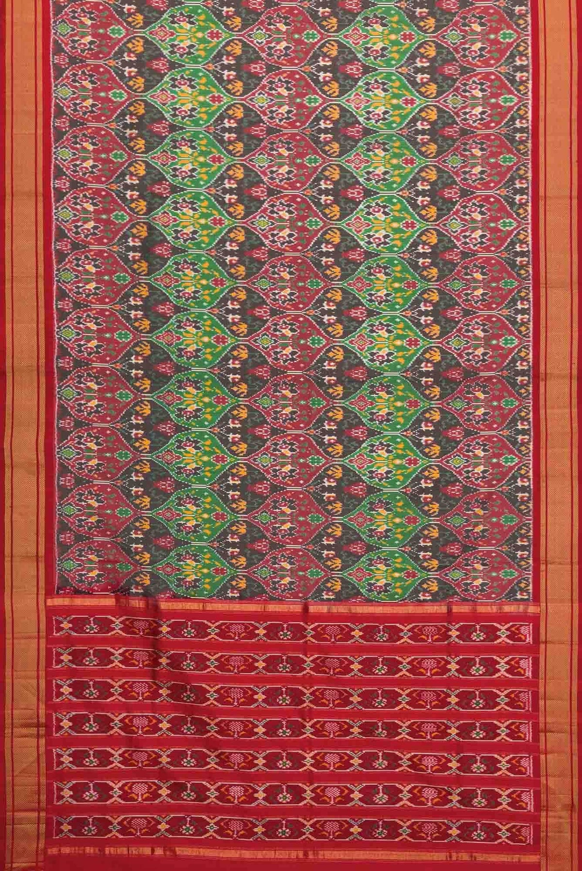 Pure Silk Pure Zari Maroon and Brown Dual Tone Double Ikat Saree