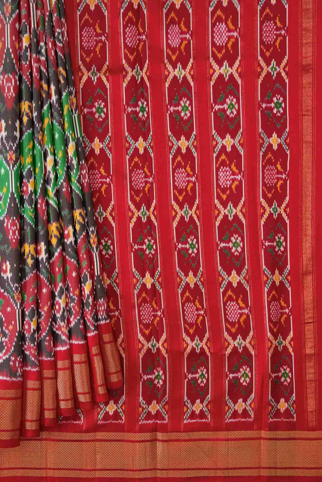 Pure Silk Pure Zari Maroon and Brown Dual Tone Double Ikat Saree