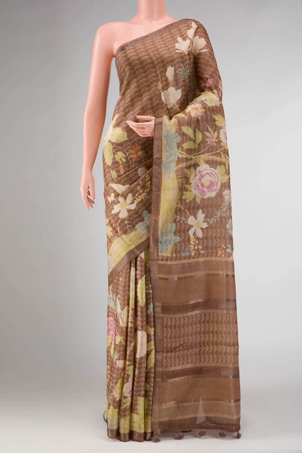 Brown Dual Tone Tussar Silk Saree