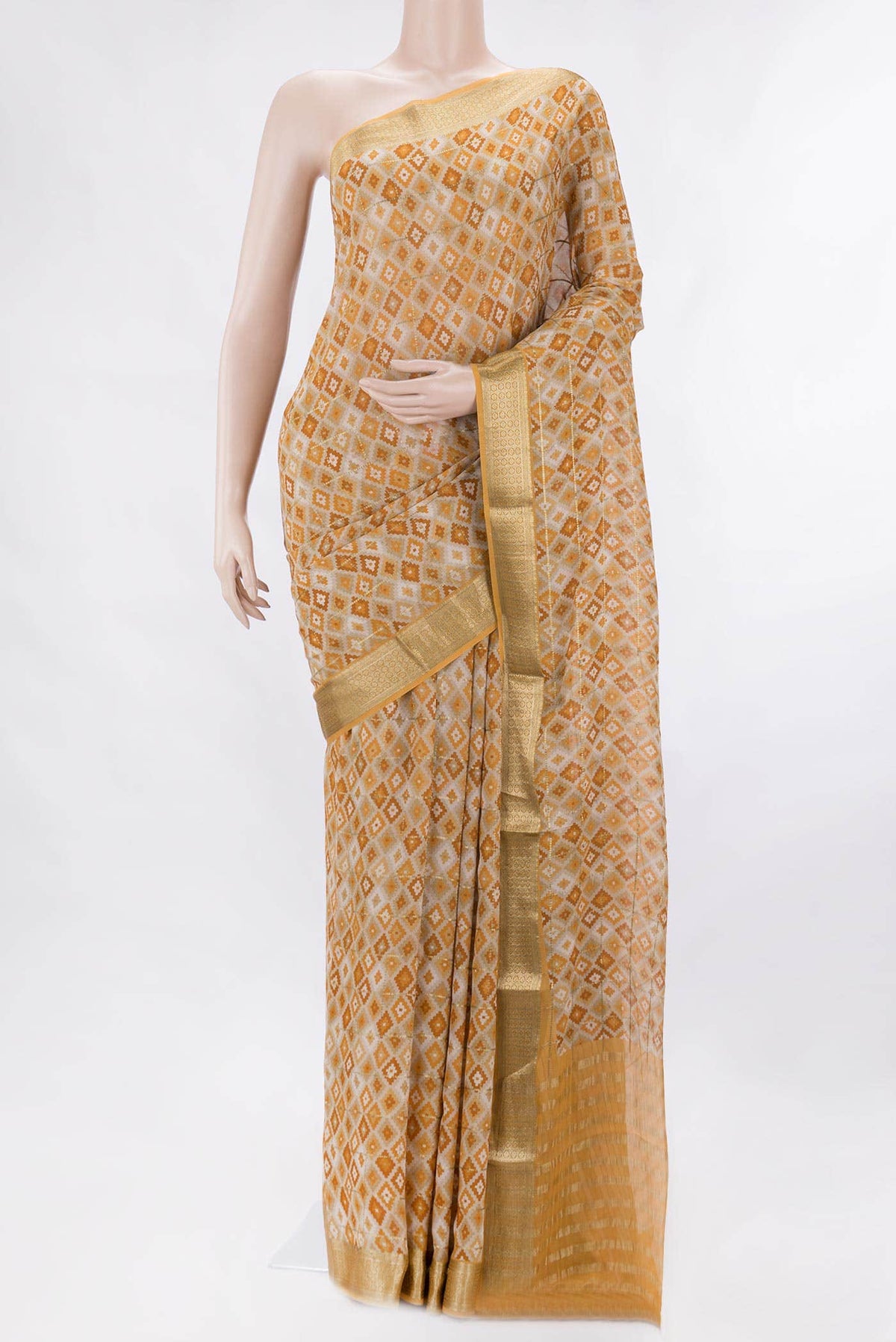 Beige Dual Tone Mysore Georgette Saree