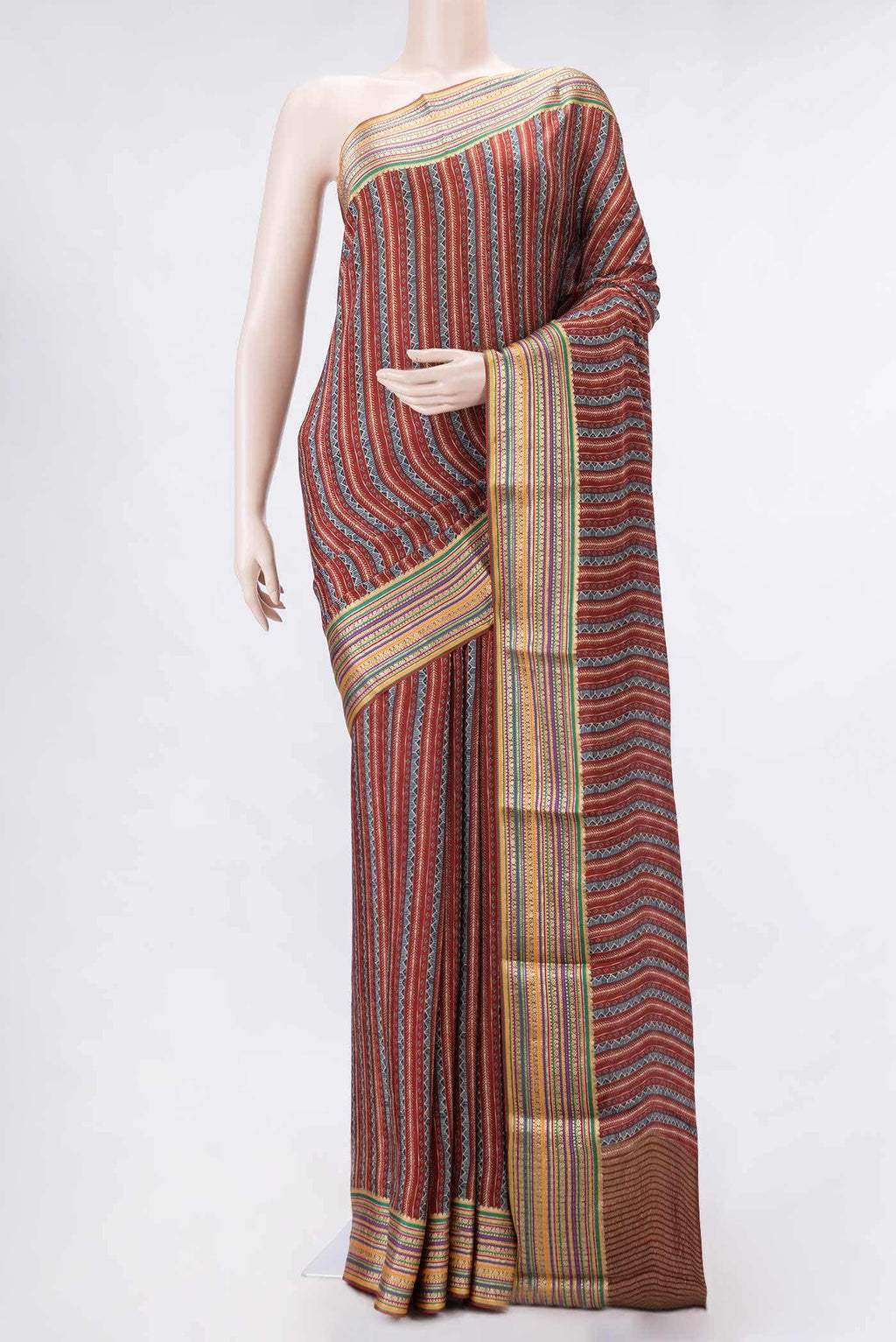 Brown Mysore Crepe Saree