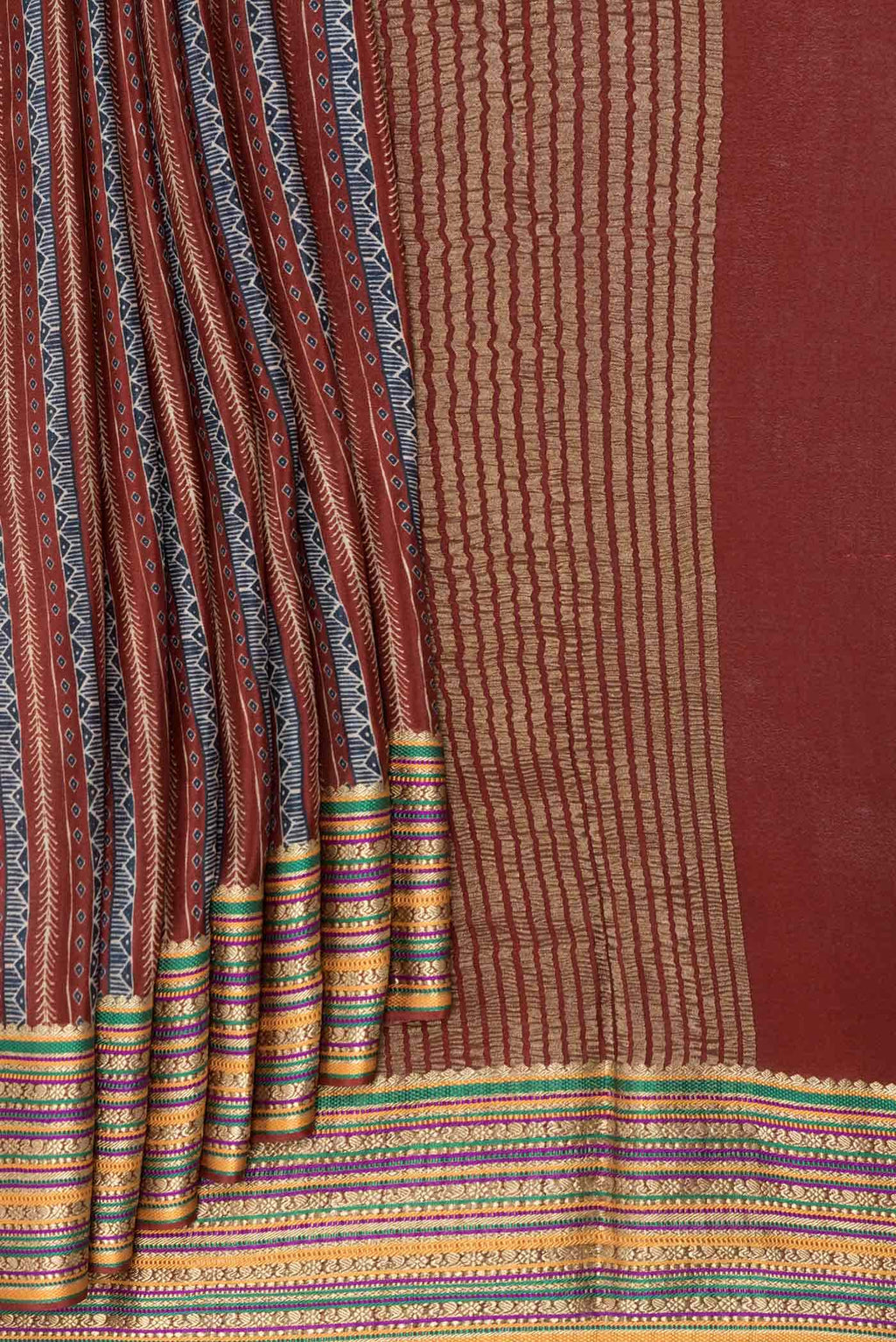 Brown Mysore Crepe Saree