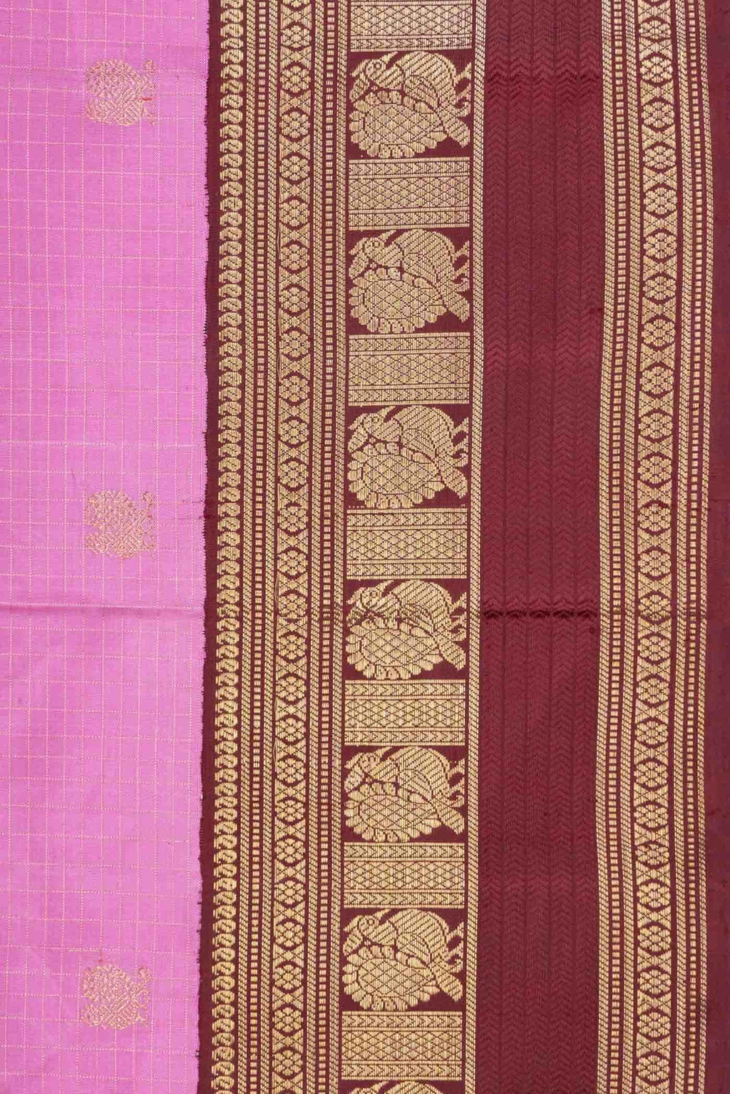 Pure Silk Pure Zari Pink Dual Tone Kanjivaram Saree